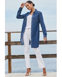 Sosandar - Dark Denim Relaxed Fit Longline Shirt - Lyst