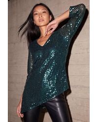 Roman - Sequin Asymmetric Hem Top - Lyst