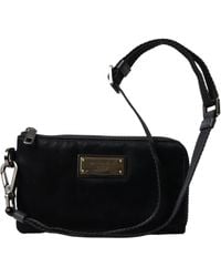 Dolce & Gabbana - Zwarte Nylon Logo Plaquette Sleutelhanger Pouch Clutch Tas - Lyst