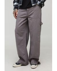BoohooMAN - Tall Relaxed Overdye Carpenter Split Hem Pants - Lyst