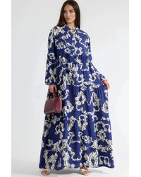 Hiccup - V-Neck Patterned Maxi Dress With Buttons - Lyst