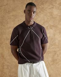 River Island - Polo Shirt Slim Fit Argyle Short Sleeve Viscose - Lyst