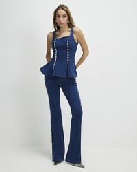 River Island - Bootcut Jeans Denim Embellished Cotton - Lyst
