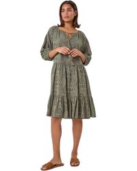 Roman - Cotton Broderie Tiered Smock Dress - Lyst