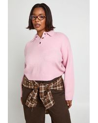 Boohoo - Plus Collar Detail Long Sleeve Top - Lyst