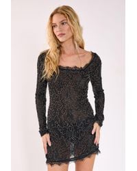 Nasty Gal - Lace Hand Embellished Long Sleeve Mini Dress - Lyst