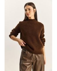 Bianco Lucci - Oversized Crew Neck Knit Sweater - Lyst