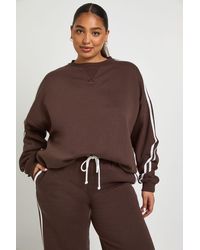 Boohoo - Plus Side Stripe Oversized Sweatshirt - Lyst