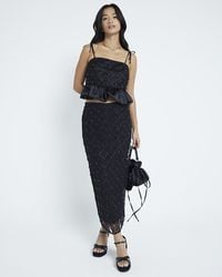 River Island - Cami Top Petite Beaded Bubble Hem Cotton - Lyst
