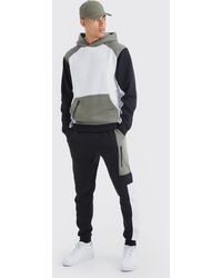 BoohooMAN - Regular Fit Raglan Colour Block Hooded Tracksuit - Lyst