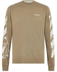 Off-White c/o Virgil Abloh - Off- Bricks Logo Long Sleeve Skate Fit Army T-Shirt - Lyst
