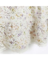 River Island - Smock Mini Dress Cream Floral Print Lace Cotton - Lyst