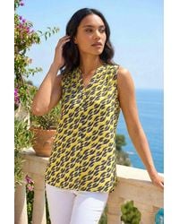 Roman - Geo Print Pleat Front Vest Top - Lyst