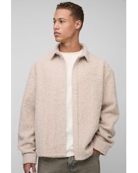 BoohooMAN - Tall Oversized Embroidered Brushed Overshirt - Lyst