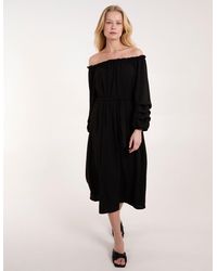 Blue Vanilla - Puff Sleeve Bardot Dress - Lyst