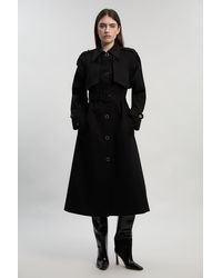 Karen Millen - Pleated Back Trench Coat - Lyst