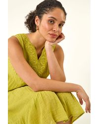 Roman - Cotton Trim Detail Smock Dress - Lyst
