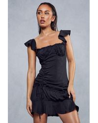 MissPap - Frill Detail Ruched Mini Dress - Lyst