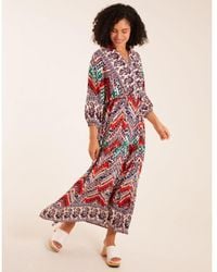 Blue Vanilla - Vanilla Tiered Notch V Neck Printed Maxi Dress - Lyst