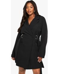 Boohoo - Plus D-Ring Cinched Waist Blazer Dress - Lyst