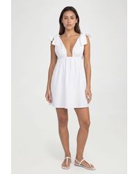 Boohoo - Tall Cotton Poplin Tie Shoulder Mini Skater Dress - Lyst