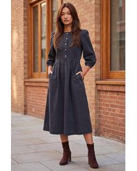 Roman - Popper Buttoned Midi Dress - Lyst
