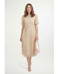 Wallis - Petite Burn Out Floral Organza Midi Dress - Lyst