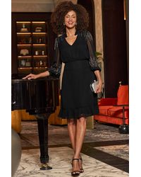 Sosandar - Luxe Embellished Detail Fit & Flare Dress - Lyst