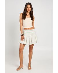 Boohoo - Tall Ruched Ruffle Hem Stripe Mini Skirt - Lyst