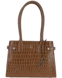 Ashwood Leather - Two Section Croc Print Real Tote Bag - Lyst