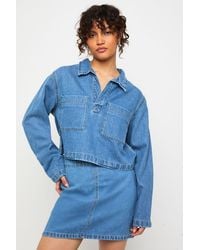 Boohoo - Denim Pocket Detail Mini Skirt - Lyst