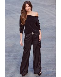 Sosandar - Satin D Ring Wide Leg Utility Trousers - Lyst