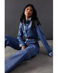 Warehouse - Premium Metallic Denim Boilersuit - Lyst