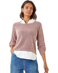 Roman - Mock Shirt Textured Knit Jumper - Lyst