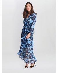 Gina Bacconi - Norma Printed Maxi With Tulip Overlay And Tie Belt - Lyst