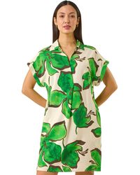 Roman - Leaf Print Cocoon Shift Dress - Lyst