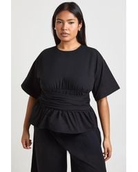 Boohoo - Plus Ruched Bust Corset Waist Detail Top - Lyst