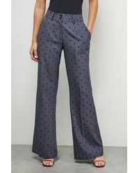 Warehouse - Burgundy Velvet Spot High Waist Deep Waistband Trouser Co-Ord - Lyst