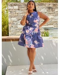 Chi Chi London - Plus Size Floral Printed Tiered Skirt Mini Dress - Lyst
