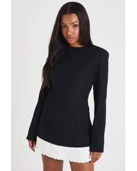 Boohoo - Tailored Pleated Hem Structured Mini Dress - Lyst