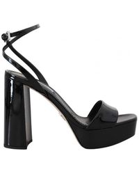 Prada - Black Patent Sandals Ankle Strap Heels Leather - Lyst