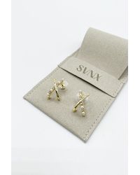 SVNX - Pearl & Crystal Cross Earrings - Lyst