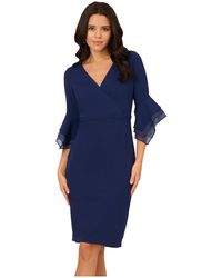Adrianna Papell - Crepe Combo Midi Dress - Lyst