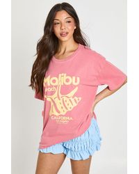 Boohoo - Malibu Beach Printed T-Shirt - Lyst