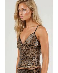 Busem - Tailliertes Leopardenmuster Pailletten-Cami-Top Mit V-Ausschnitt - Lyst