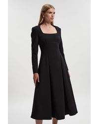 Karen Millen - Compact Stretch Sweetheart Neckline Midi Dress - Lyst