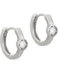 The Jewellery Stockroom - Sterling 13Mm Cubic Zirconia Huggie Hoop Earrings - Lyst