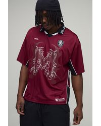 BoohooMAN - Tall Oversized Grunge Varsity Rhinestone Mesh V Neck T-Shirt - Lyst
