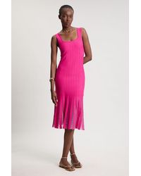 Karen Millen - Compact Stretch Square Neck Knitted Flippy Dress - Lyst