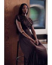 Karen Millen - Premium Ruched Jersey Maxi Dress - Lyst